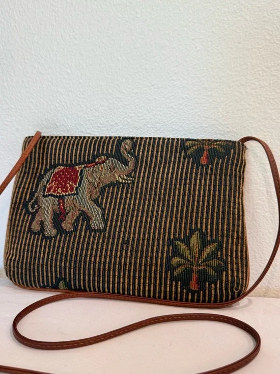 Vintage Leyland & Taylor Elephant Embroidered Woven Shoulder Bag - Picture 2 of 5